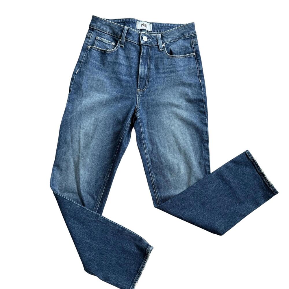 PAIGE High Rise Straight Leg Jeans | Medium Wash Size 27